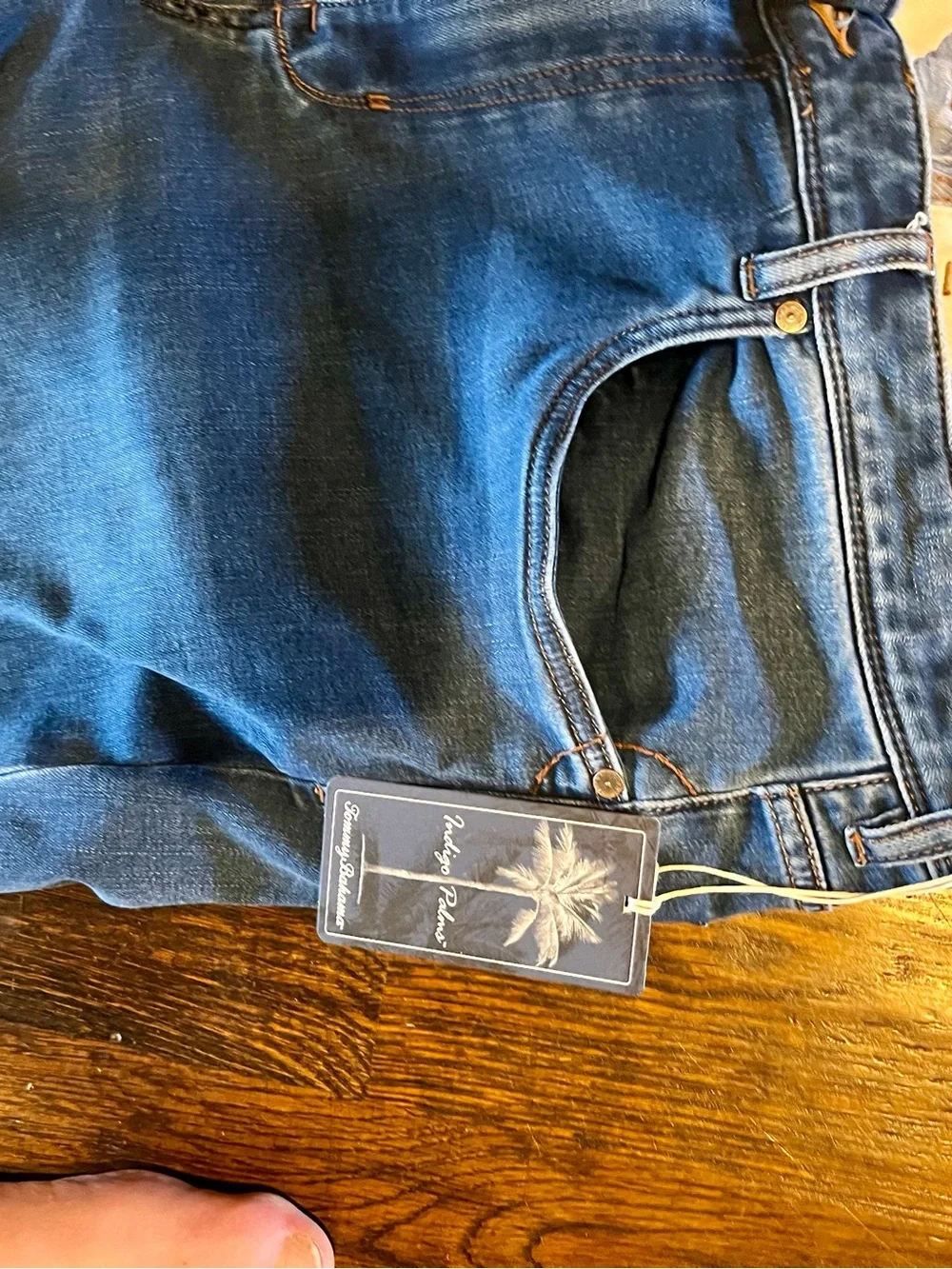 Slim Straight Men's Jeans in Medium Blue Denim. Tommy Bahama Indigo Palms